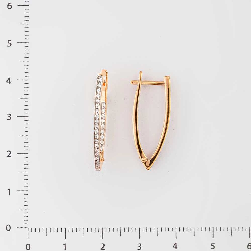 Серьги с фианитом из красного золота 585 пробы