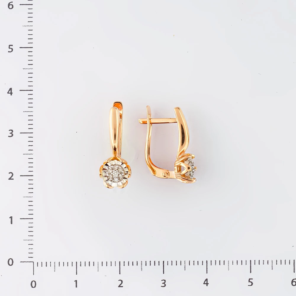 Серьги с бриллиантом из красного золота 585 пробы