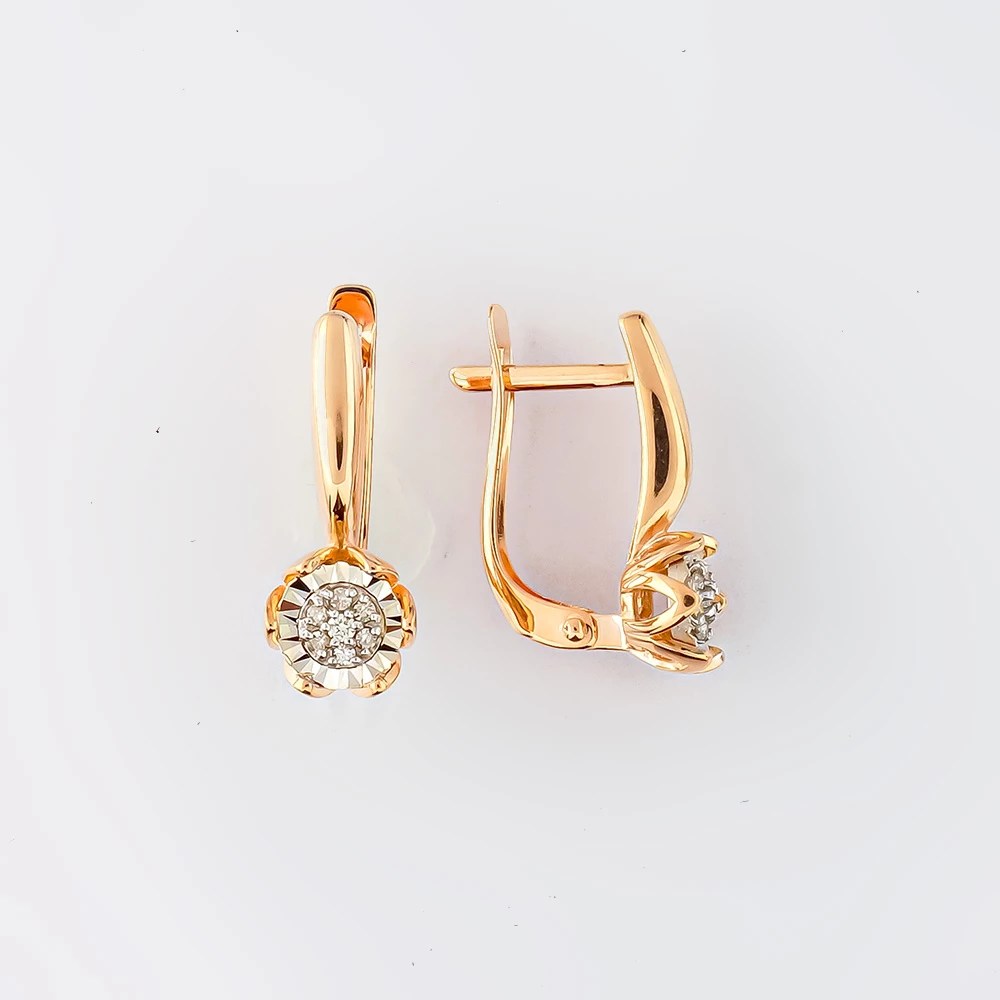 Серьги с бриллиантом из красного золота 585 пробы