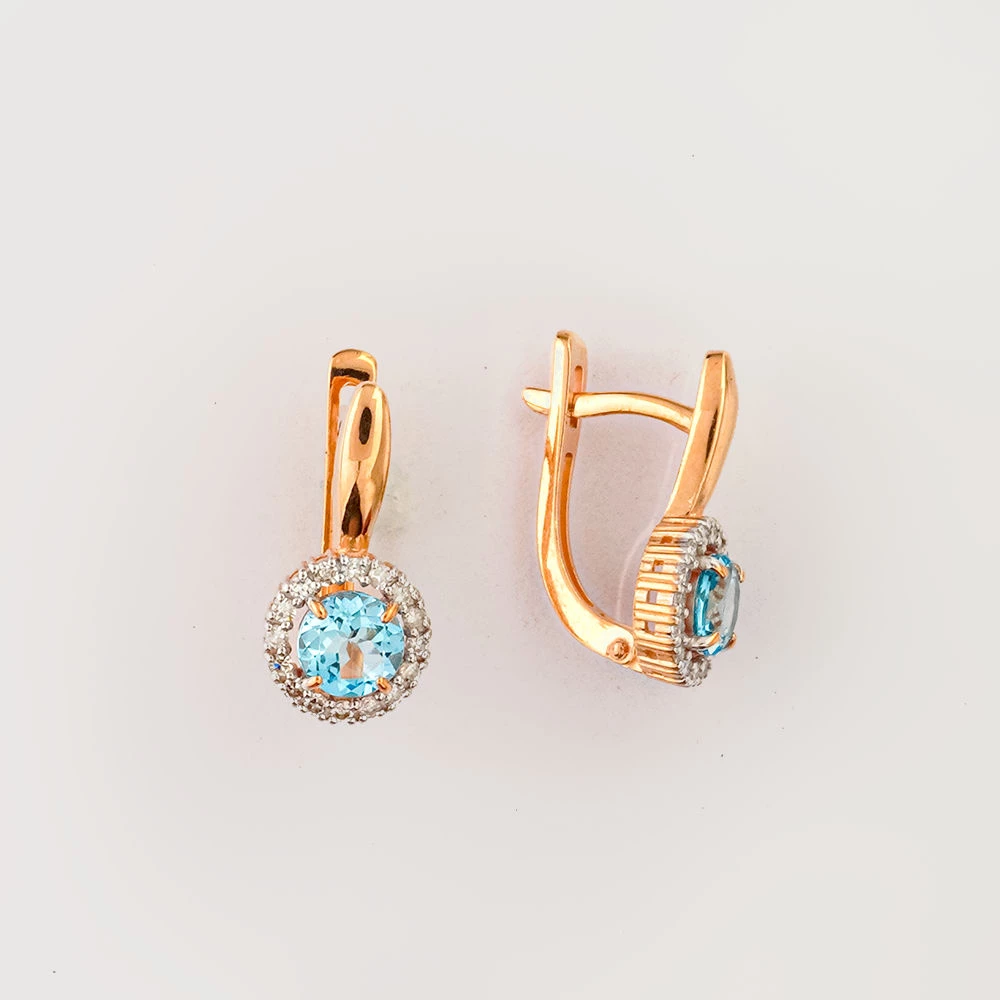 Серьги с топазом из красного золота 585 пробы