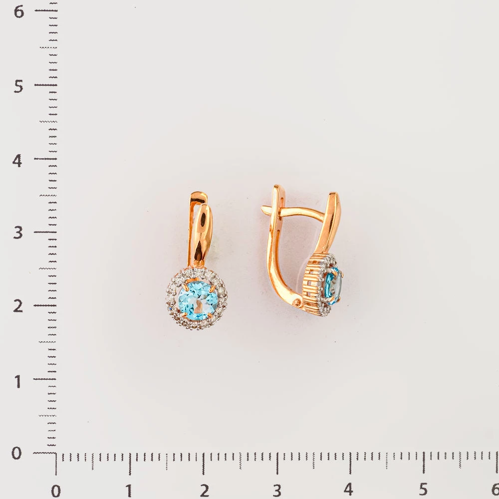 Серьги с топазом из красного золота 585 пробы