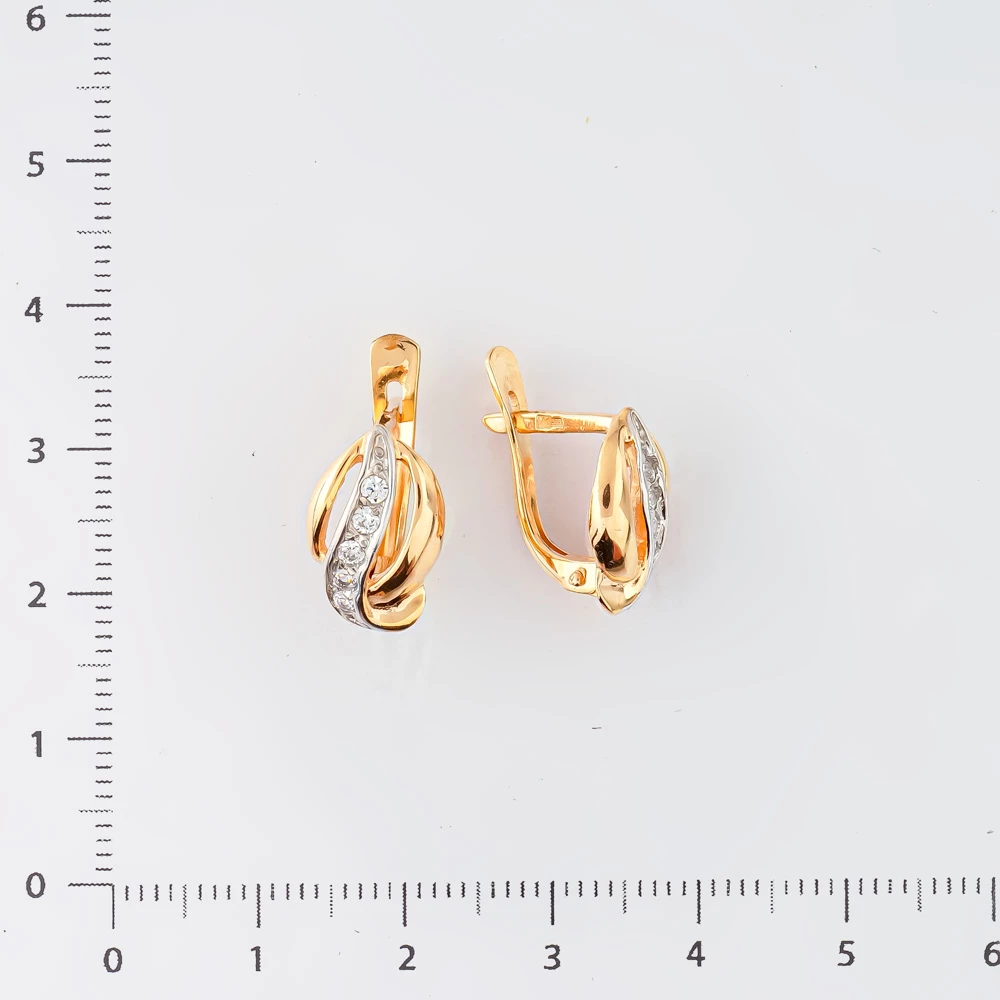 Серьги с фианитом из красного золота 585 пробы