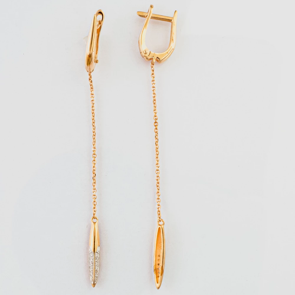 Серьги с бриллиантом из красного золота 585 пробы