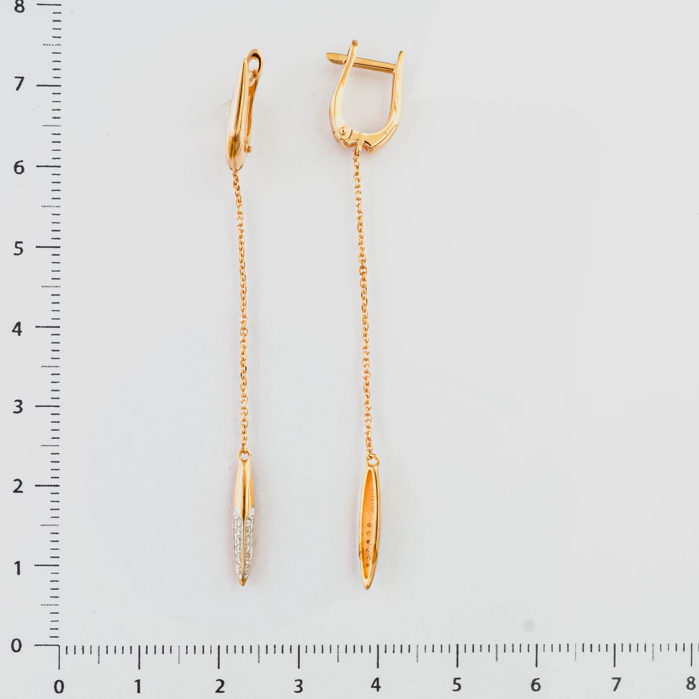 Серьги с бриллиантом из красного золота 585 пробы