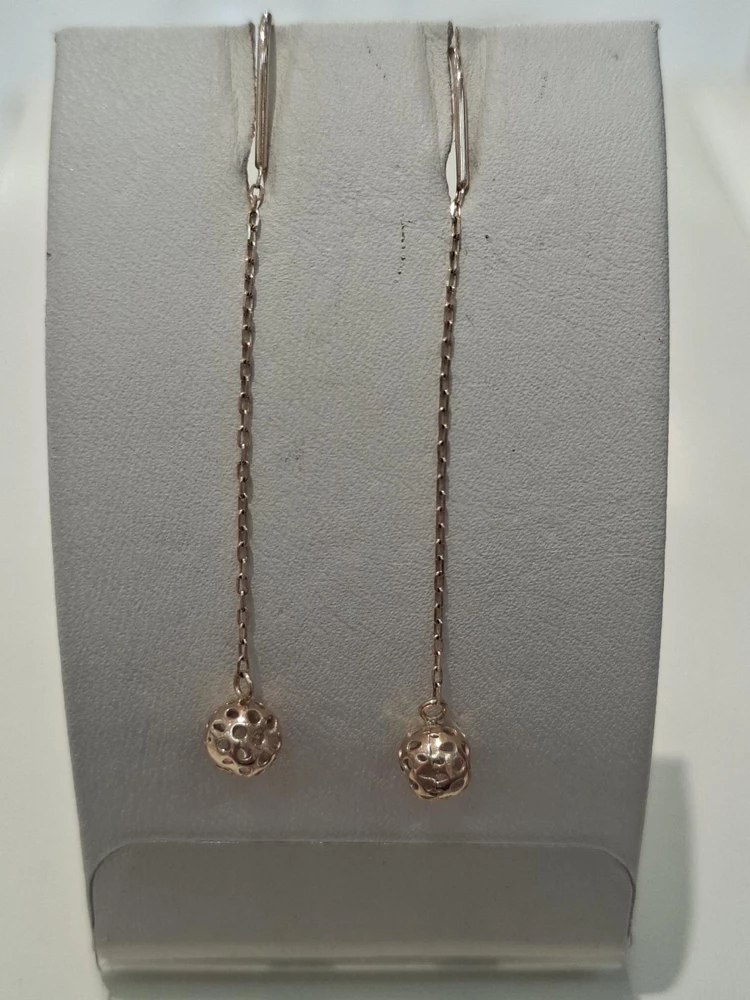 Серьги-продевки из красного золота 585 пробы