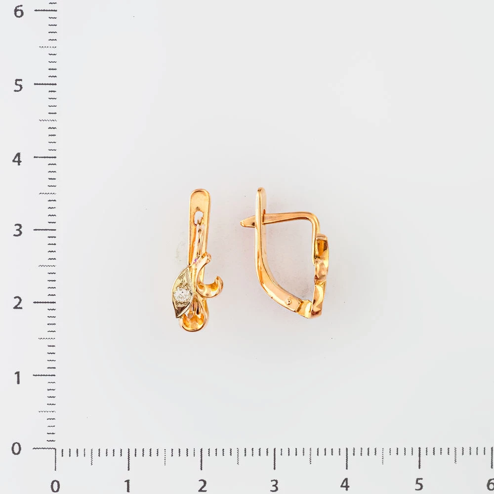 Серьги с бриллиантом из красного золота 583 пробы