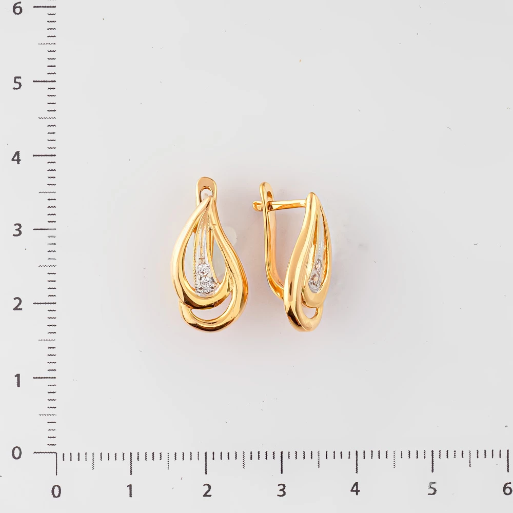 Серьги с фианитом из красного золота 585 пробы