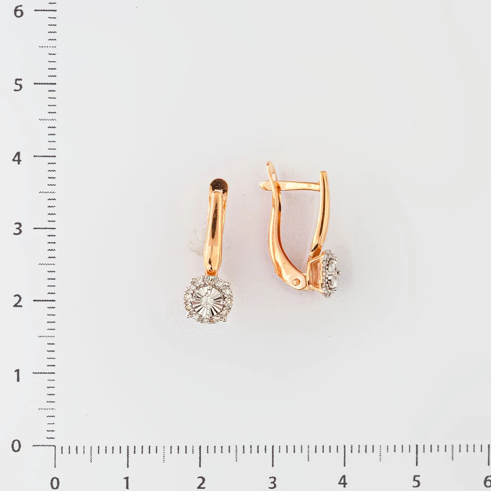 Серьги с бриллиантом из красного золота 585 пробы