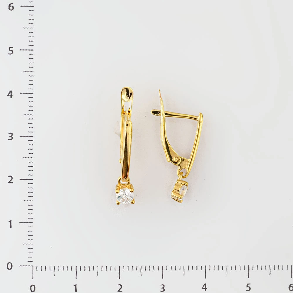 Серьги с фианитом из желтого золота 585 пробы