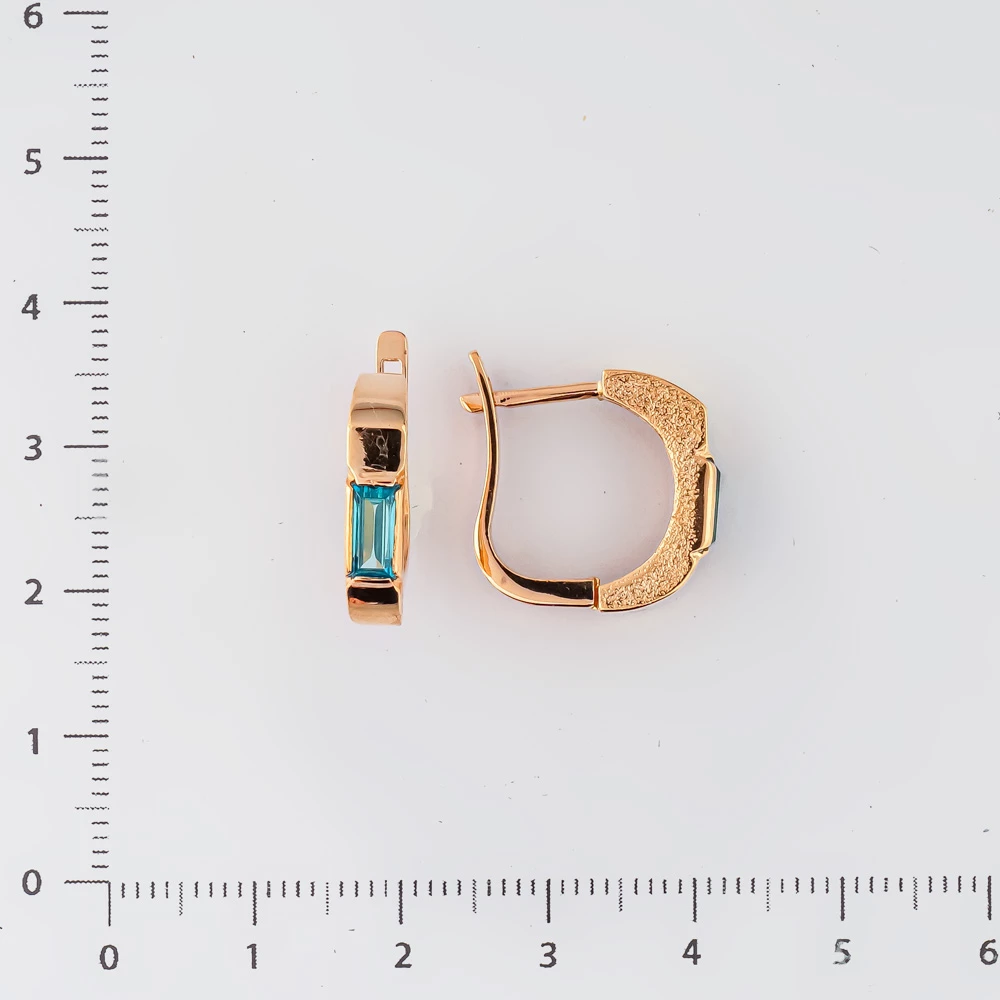 Серьги с фианитом из красного золота 585 пробы