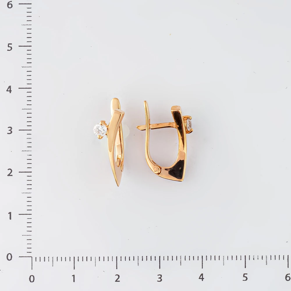 Серьги с фианитом из красного золота 585 пробы