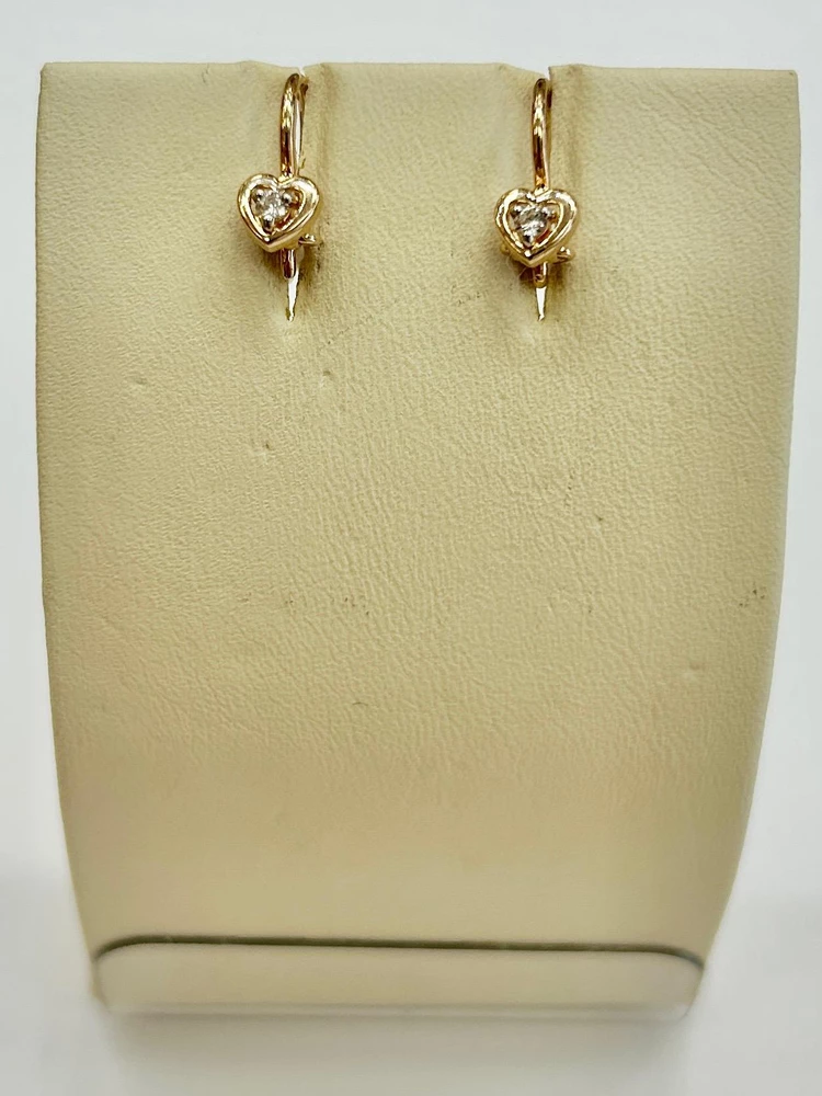 Серьги с фианитом из красного золота 585 пробы