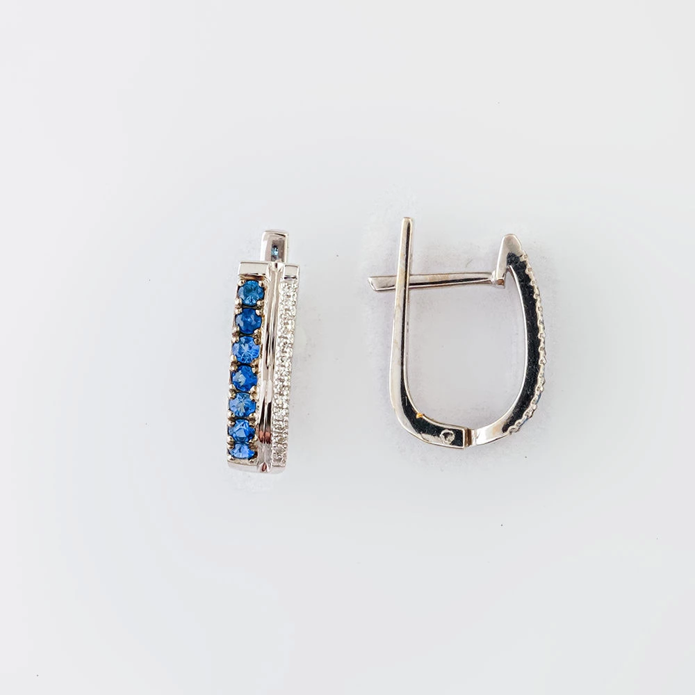 Серьги с сапфиром из белого золота 585 пробы