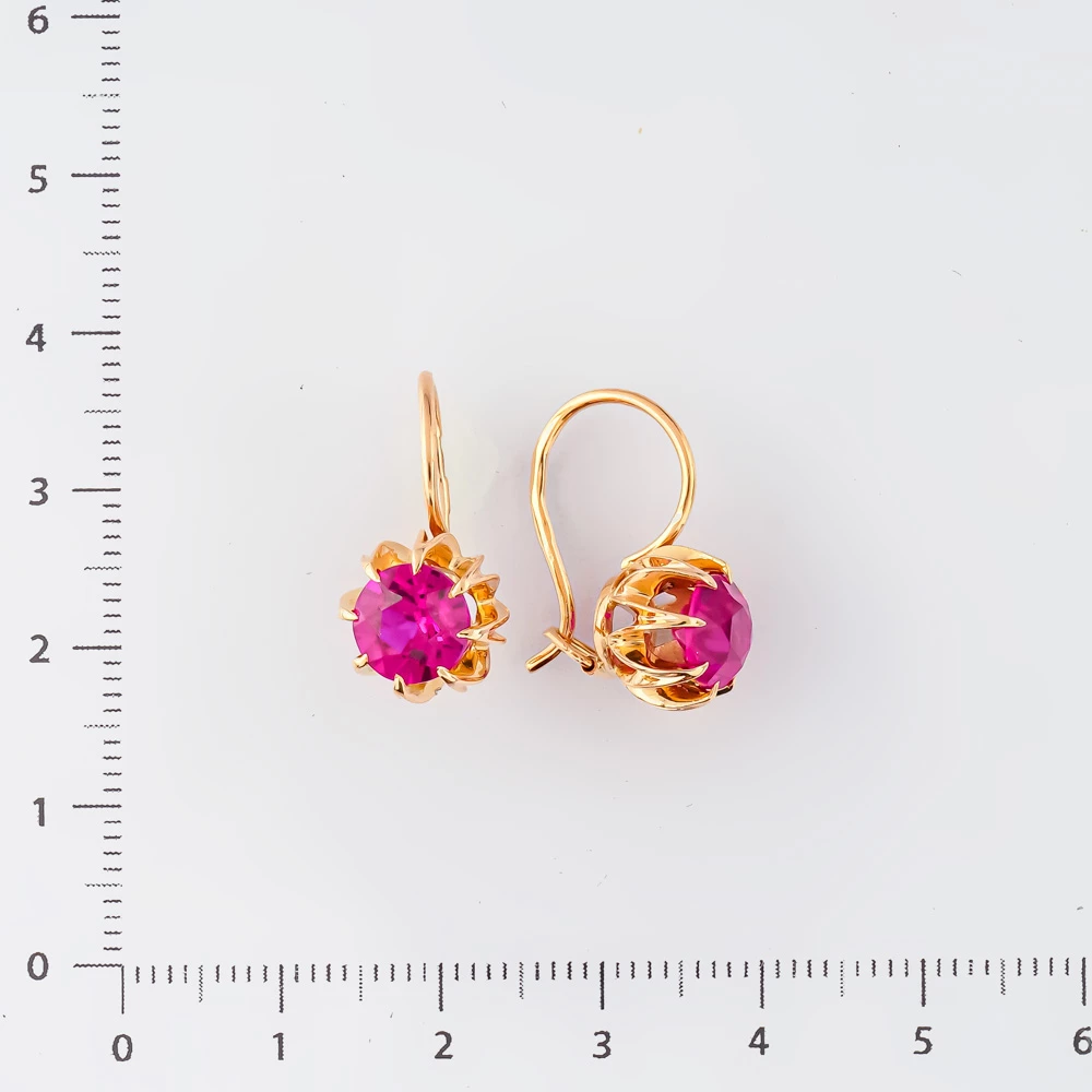 Серьги с фианитом из красного золота 583 пробы