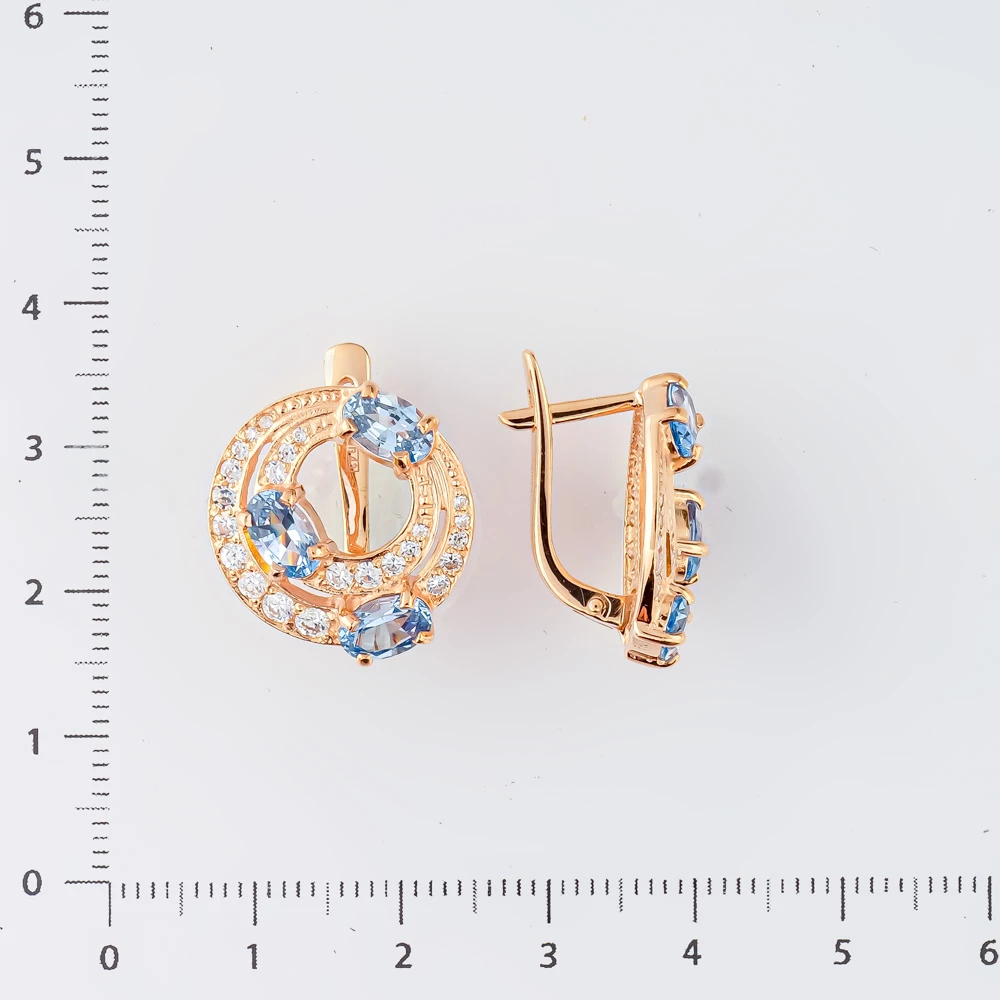Серьги с топазом из красного золота 585 пробы