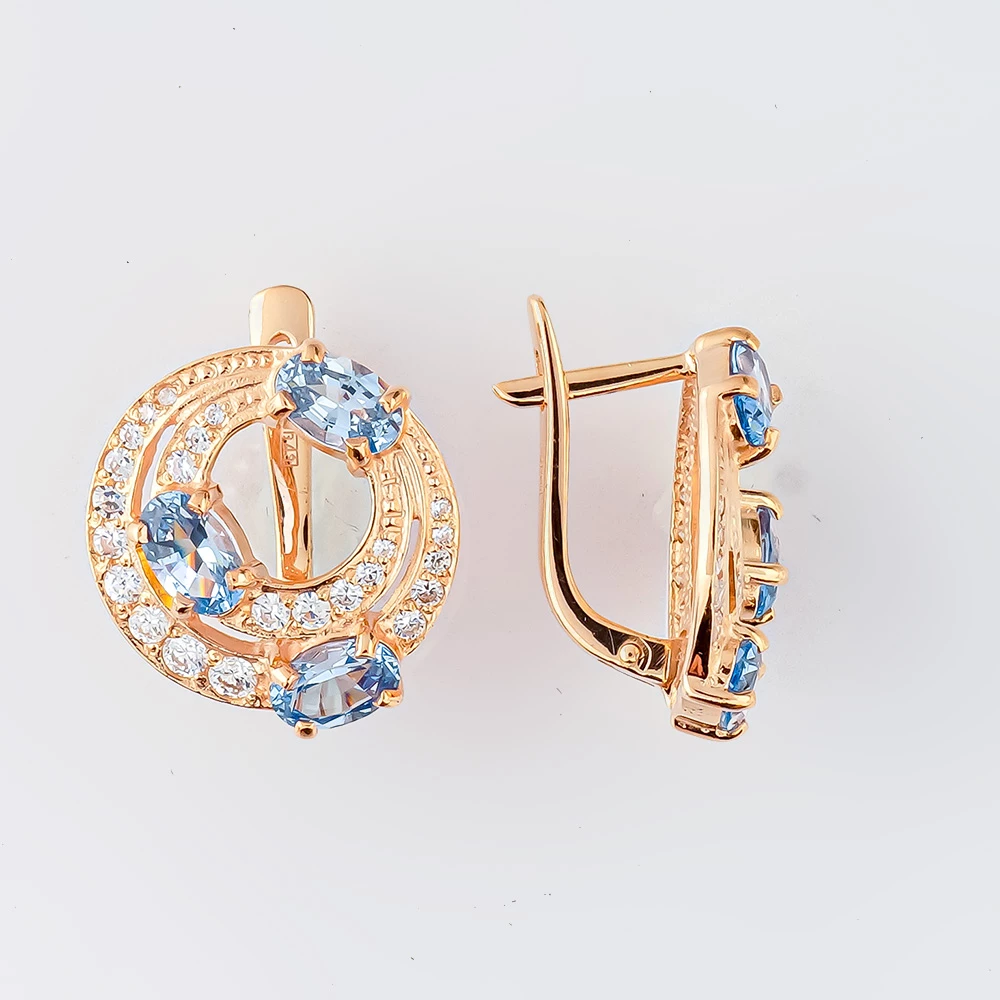 Серьги с топазом из красного золота 585 пробы