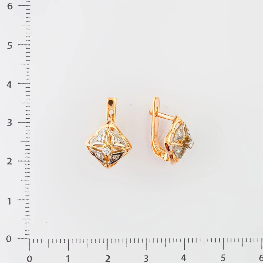 Серьги с бриллиантом из красного золота 585 пробы