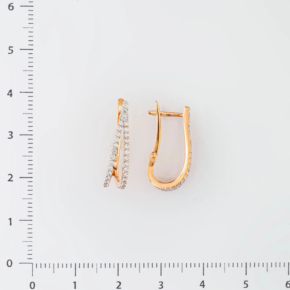 Серьги с фианитом из красного золота 585 пробы