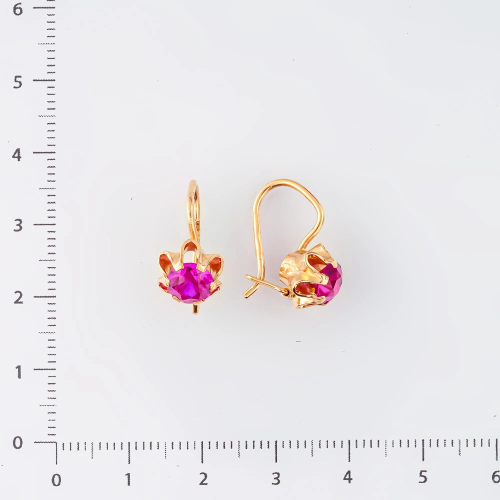 Серьги с фианитом из красного золота 583 пробы