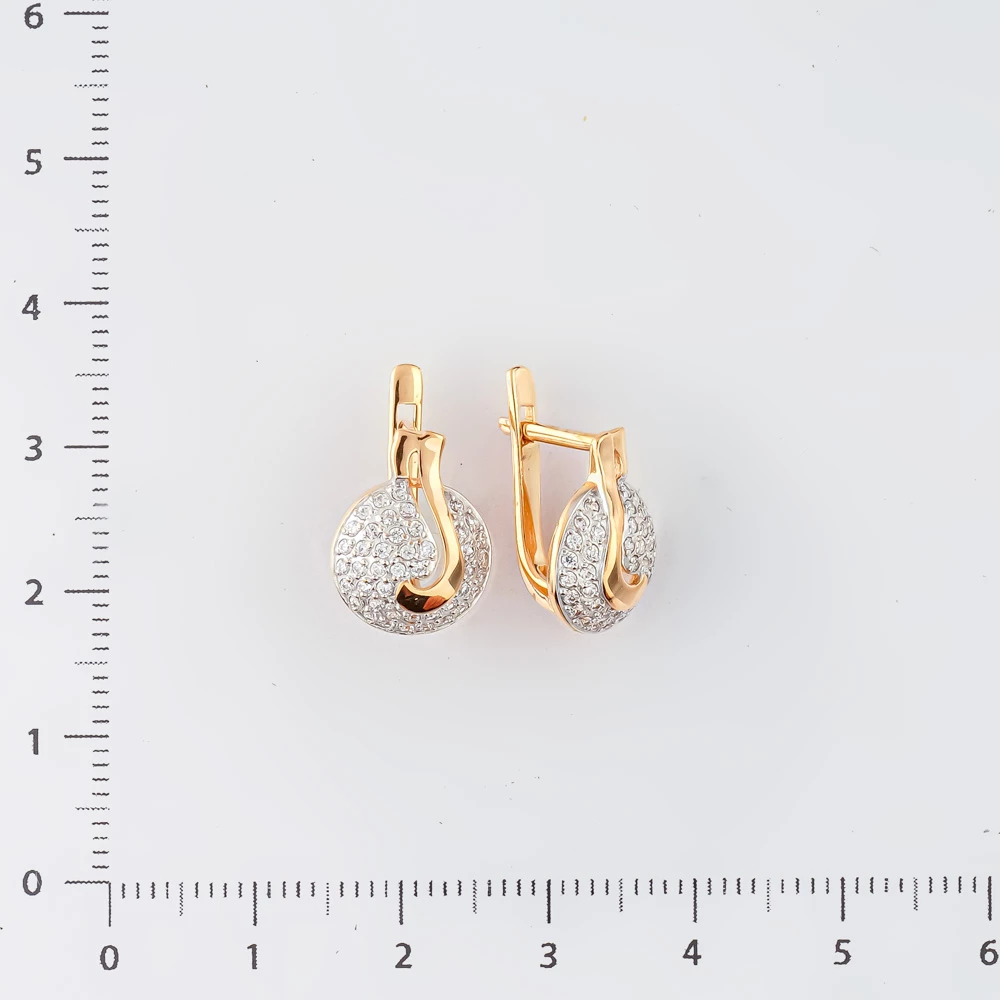 Серьги с фианитом из красного золота 585 пробы