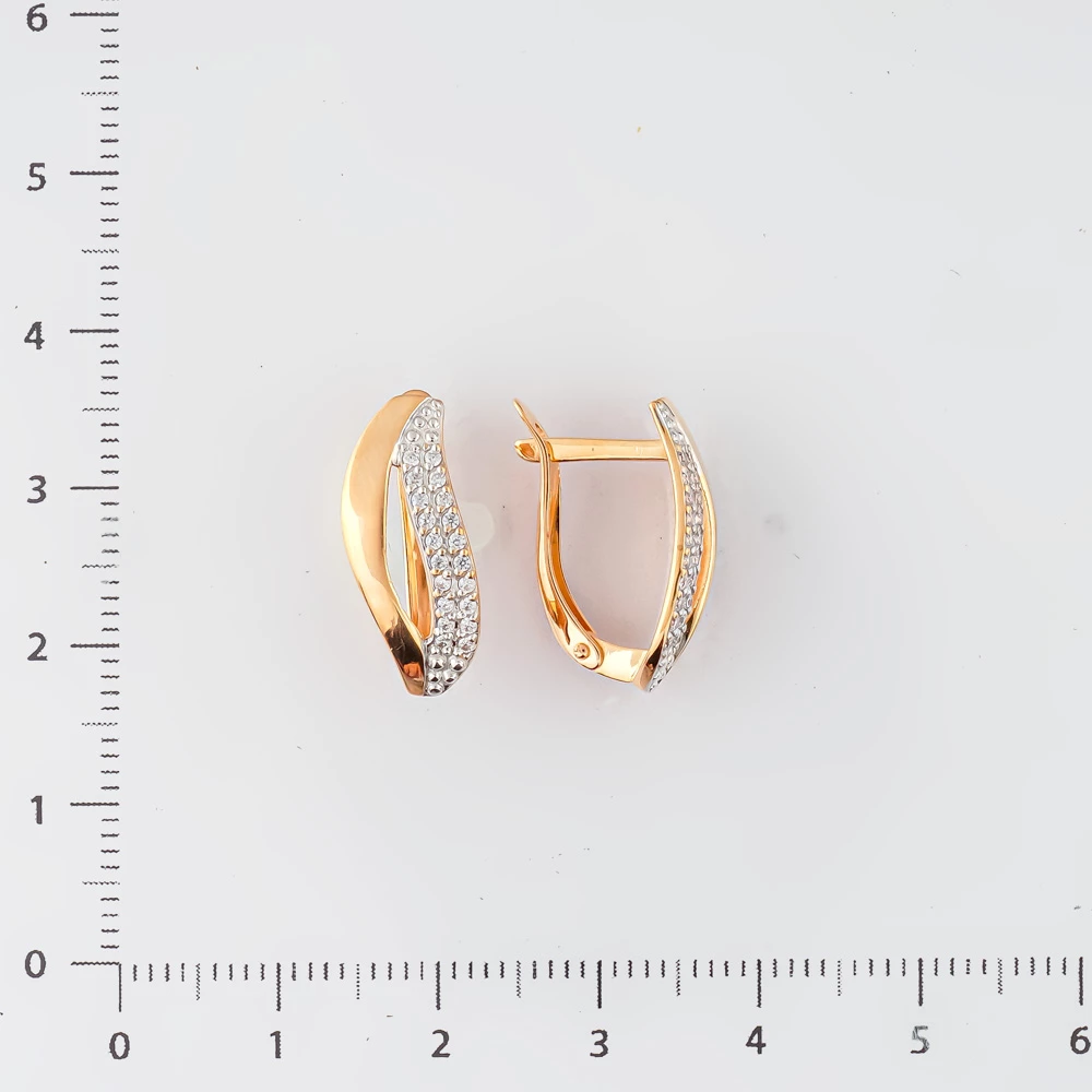 Серьги с фианитом из красного золота 585 пробы