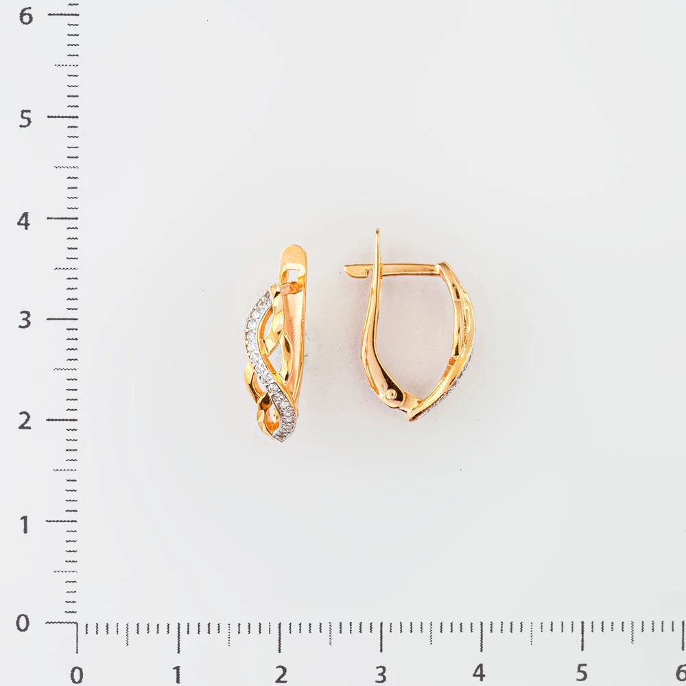Серьги с фианитом из красного золота 585 пробы