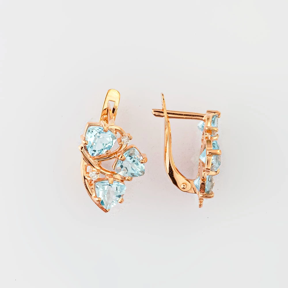 Серьги с топазом из красного золота 585 пробы