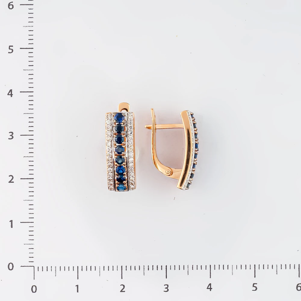 Серьги с сапфиром из красного золота 585 пробы