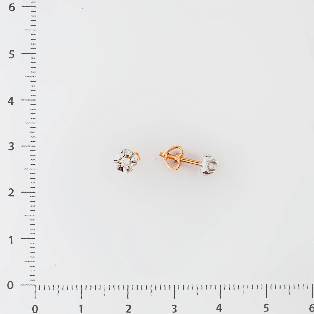 Серьги с бриллиантом из красного золота 585 пробы