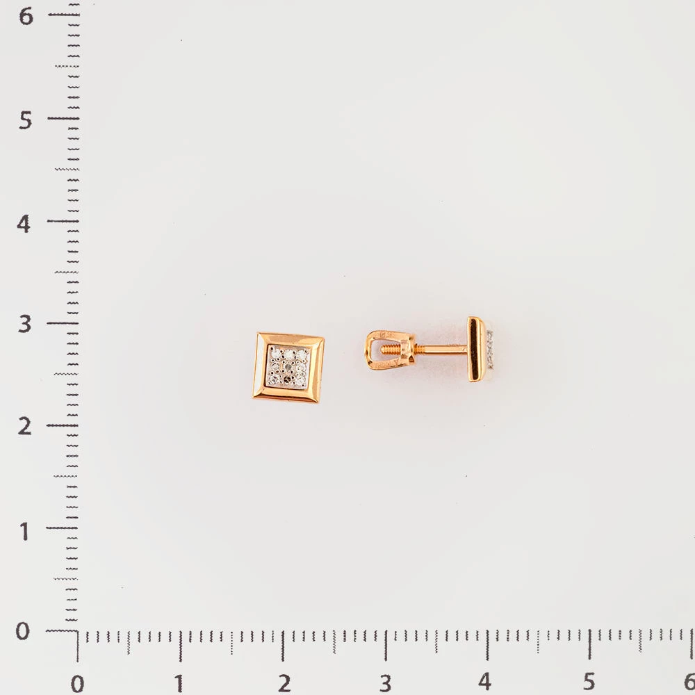 Серьги с бриллиантом из красного золота 585 пробы