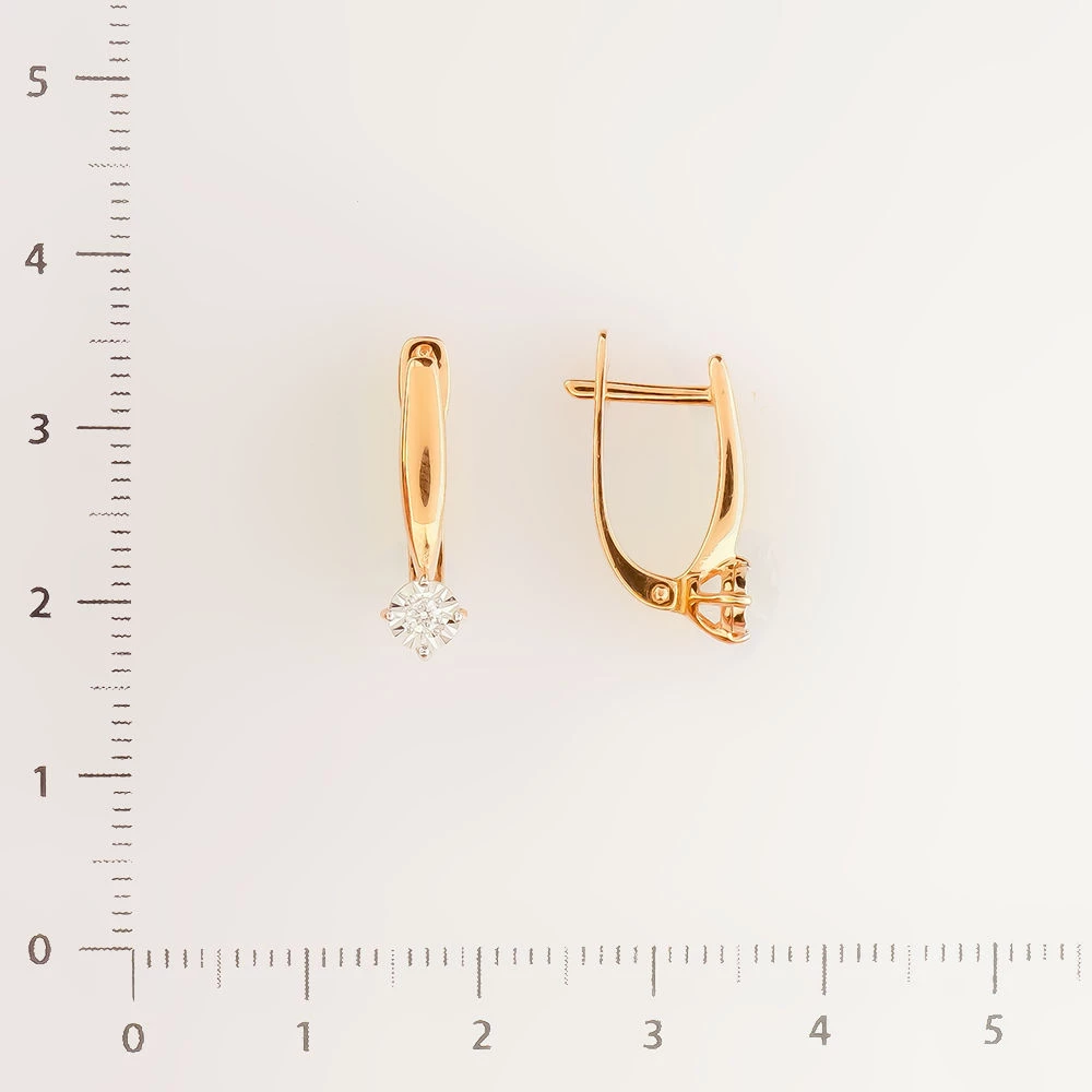 Серьги с бриллиантом из красного золота 585 пробы