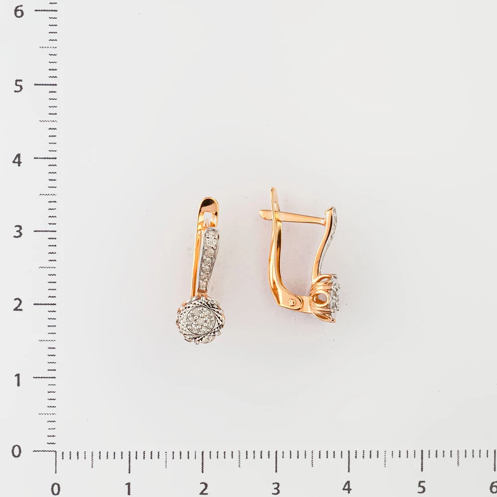 Серьги с бриллиантом из красного золота 585 пробы