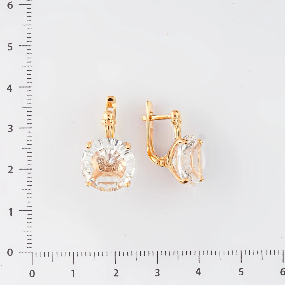 Серьги с фианитом из красного золота 585 пробы