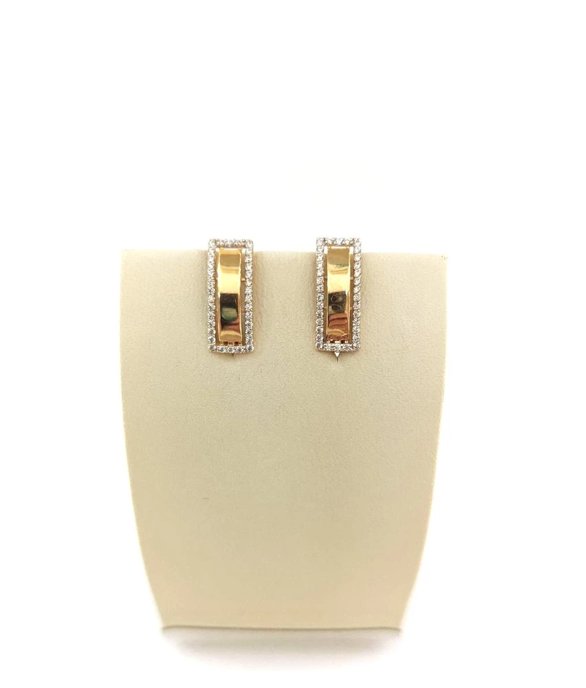 Серьги с фианитом из красного золота 585 пробы