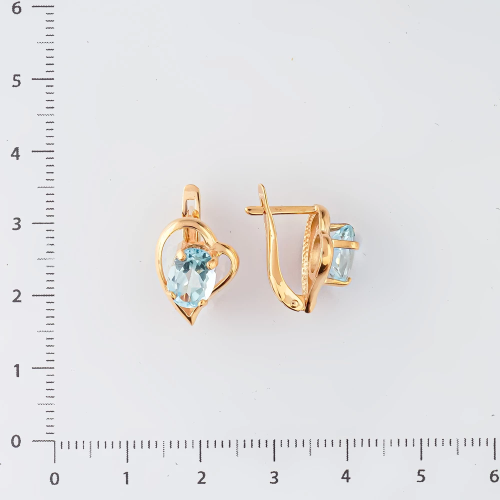 Серьги с топазом из красного золота 585 пробы