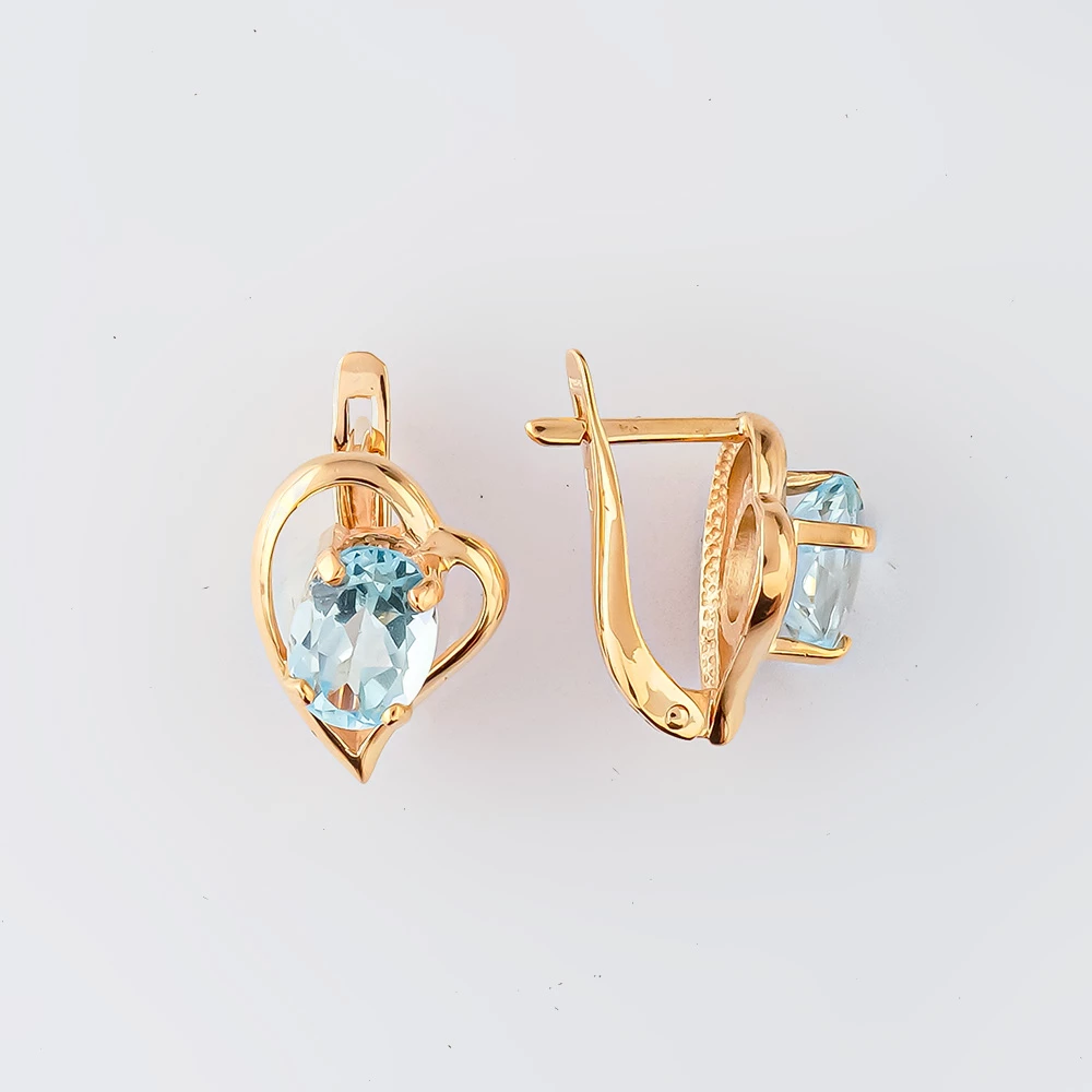 Серьги с топазом из красного золота 585 пробы