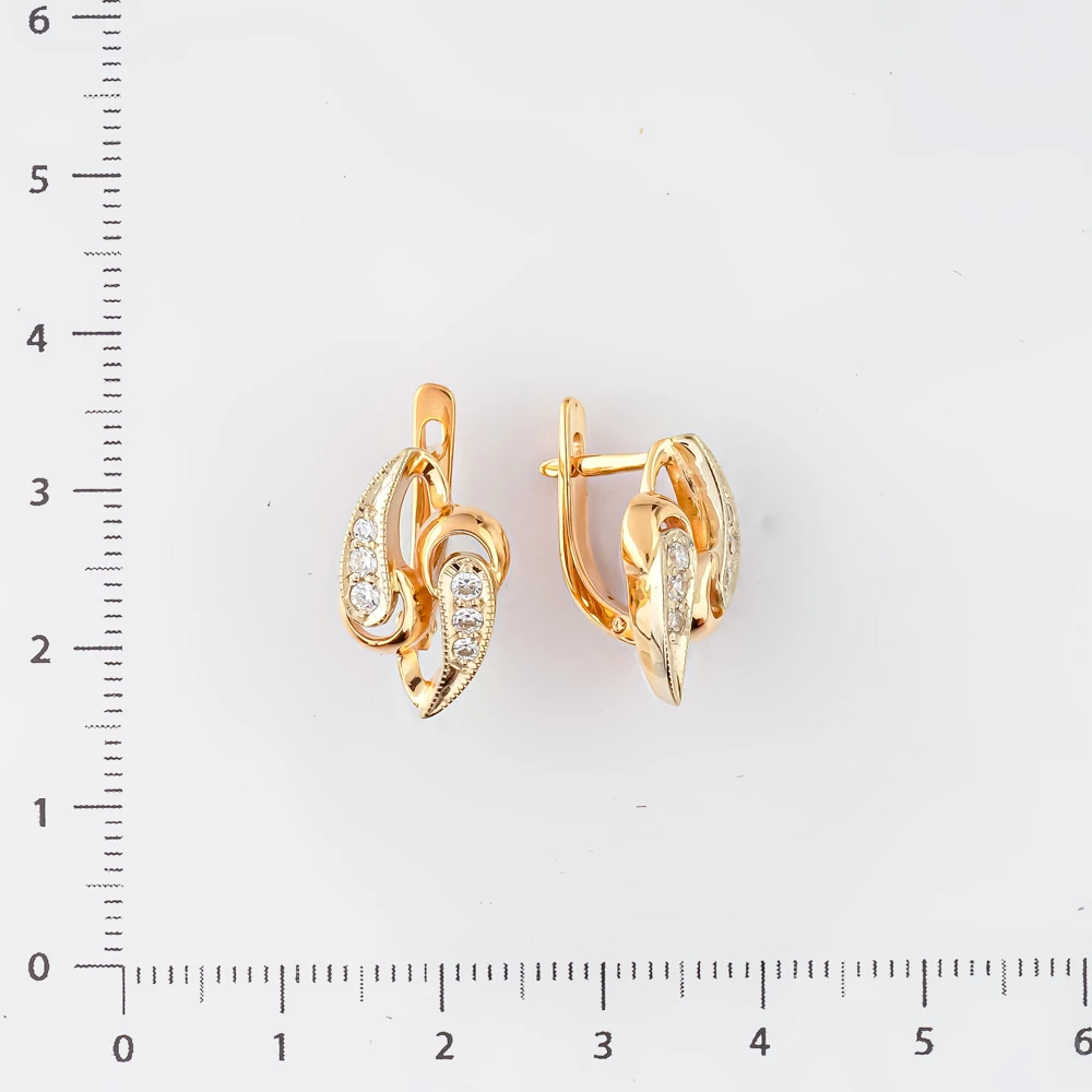 Серьги с фианитом из красного золота 585 пробы