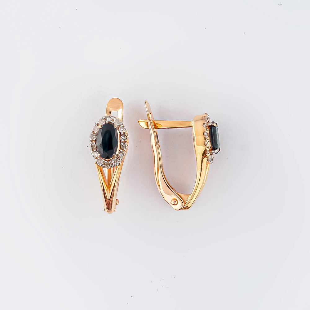 Серьги с сапфиром из красного золота 585 пробы