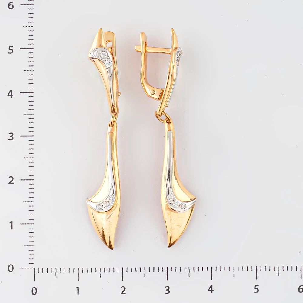 Серьги с фианитом из красного золота 585 пробы