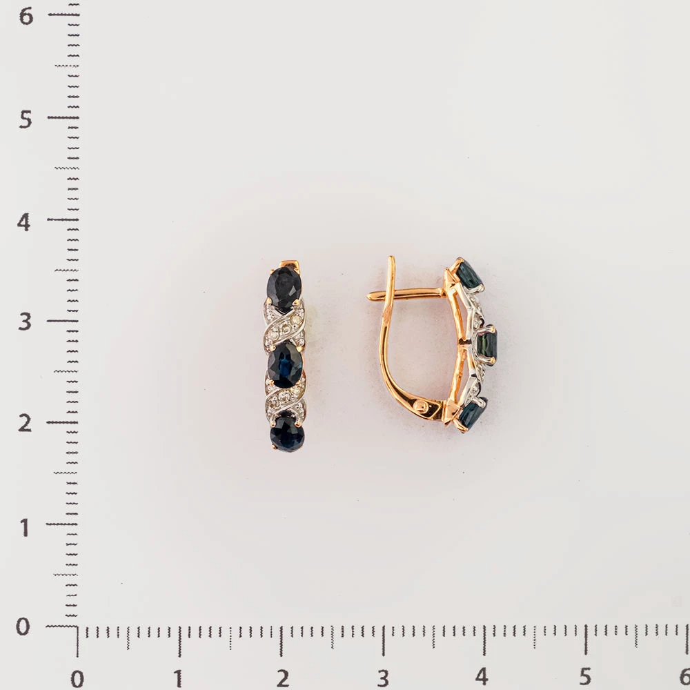 Серьги с сапфиром из красного золота 585 пробы