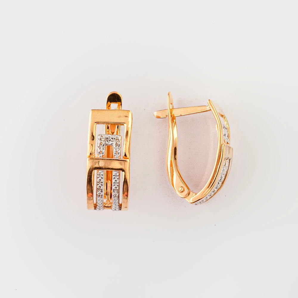 Серьги с бриллиантом из красного золота 585 пробы