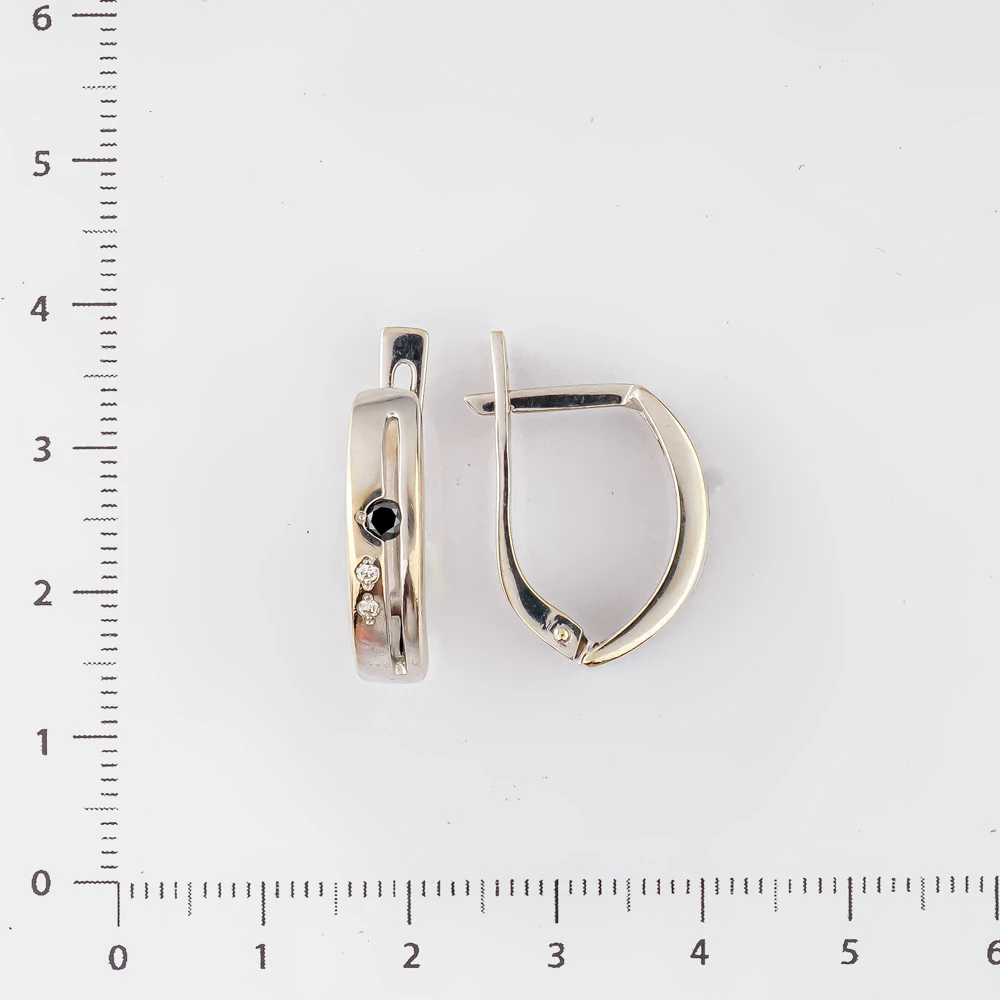 Серьги с бриллиантом из белого золота 585 пробы