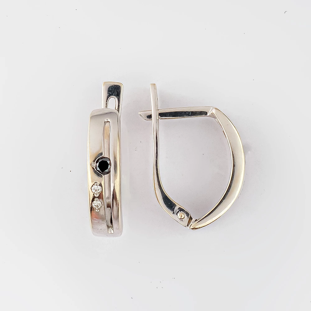 Серьги с бриллиантом из белого золота 585 пробы