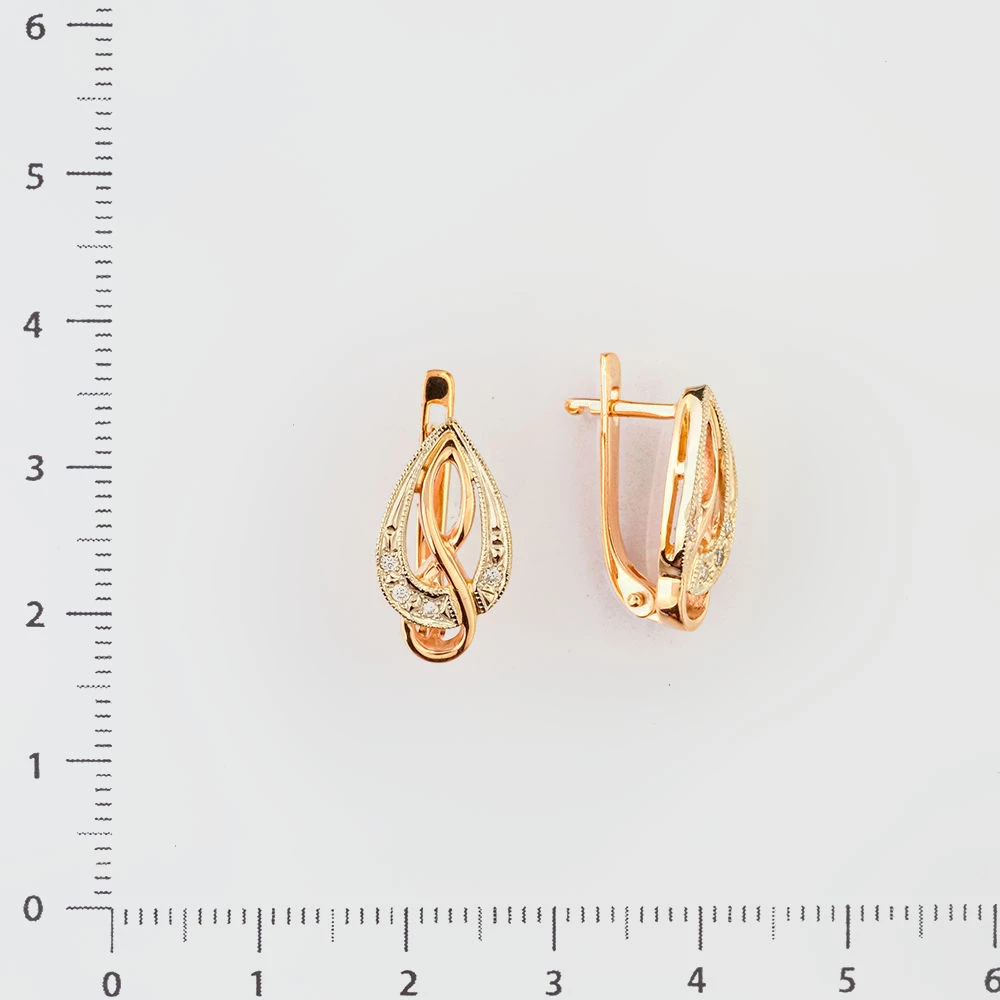 Серьги с бриллиантом из красного золота 585 пробы