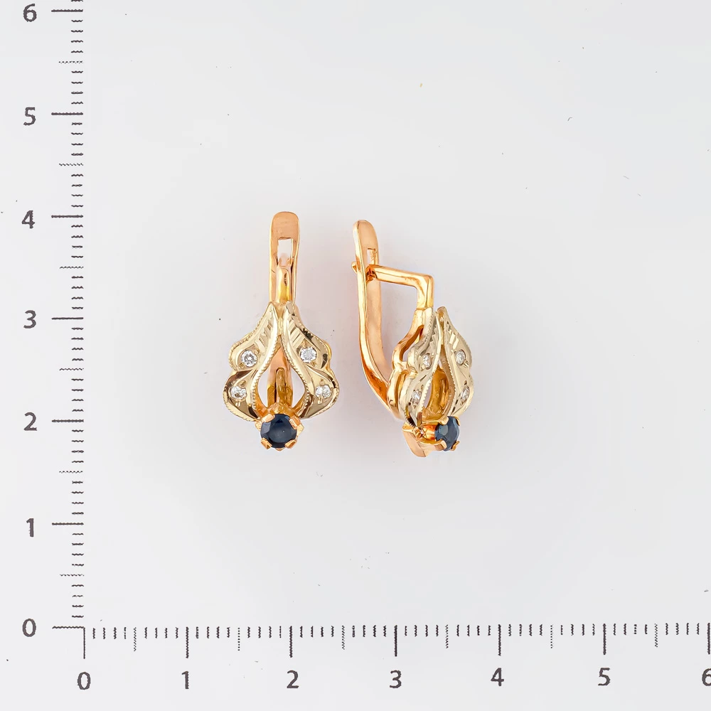 Серьги с сапфиром из красного золота 585 пробы
