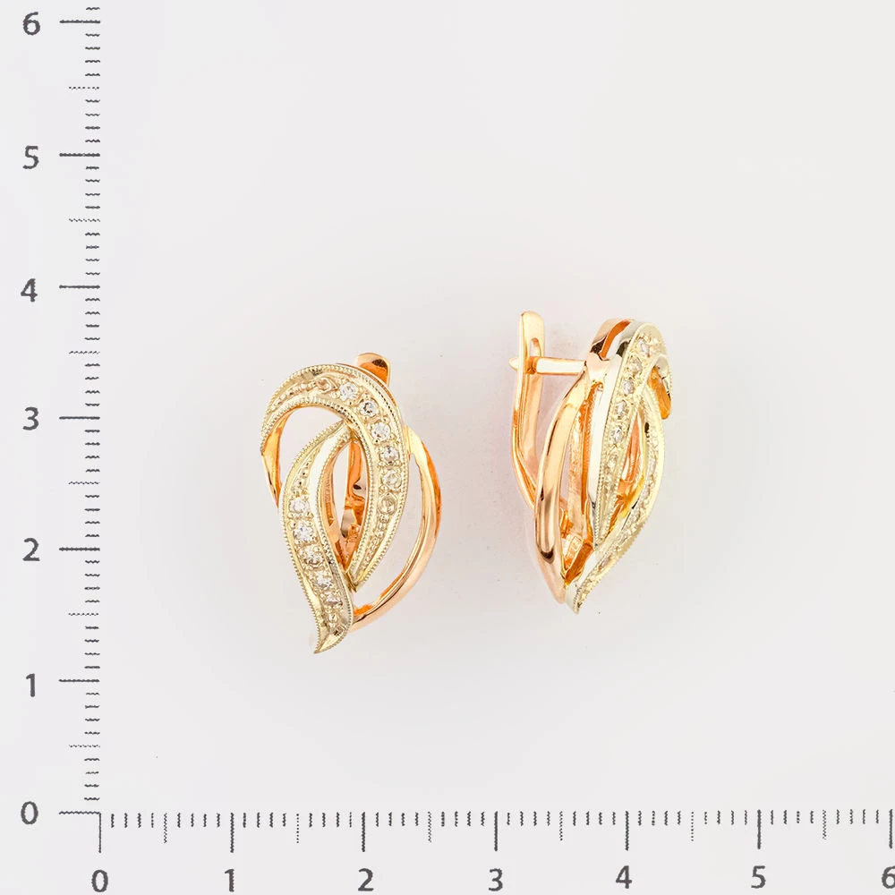 Серьги с бриллиантом из красного золота 585 пробы