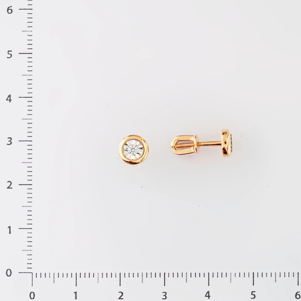 Серьги с бриллиантом из красного золота 585 пробы