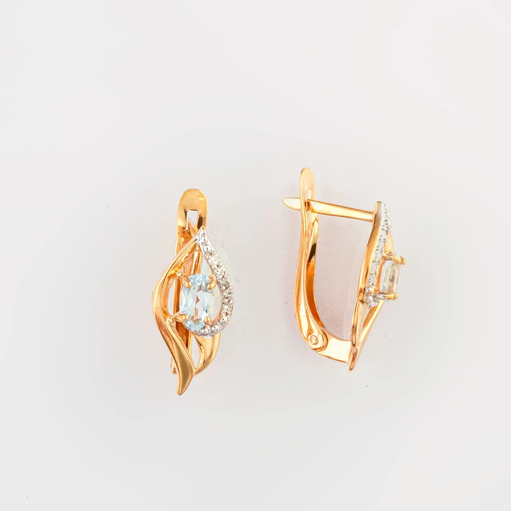 Серьги с топазом из красного золота 585 пробы