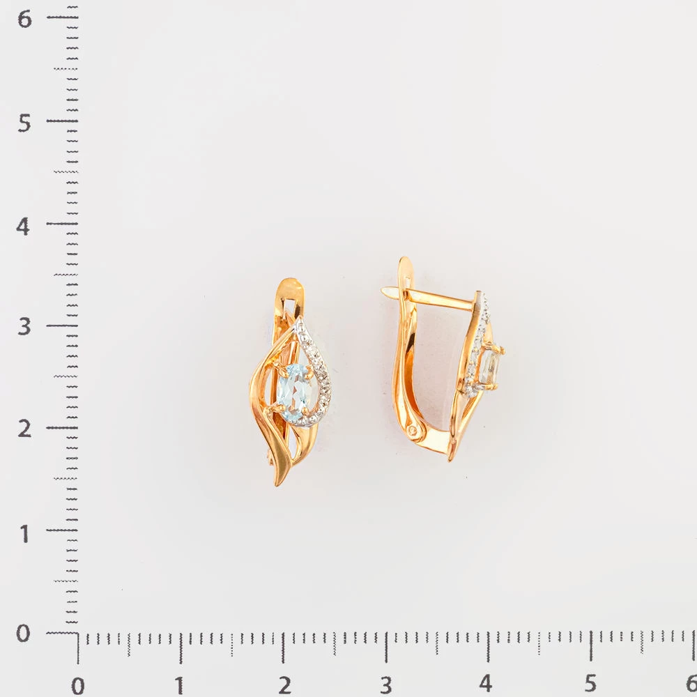 Серьги с топазом из красного золота 585 пробы