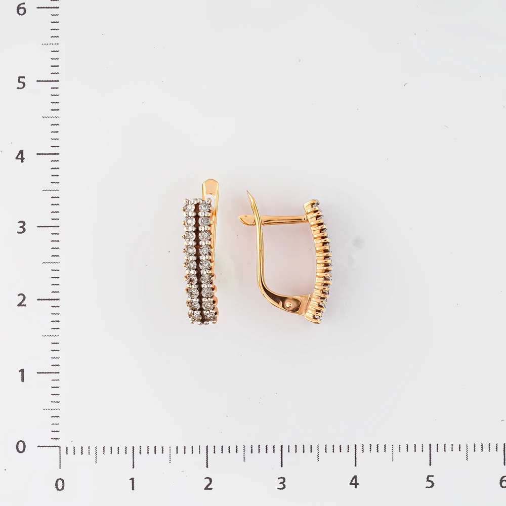 Серьги с бриллиантом из красного золота 585 пробы